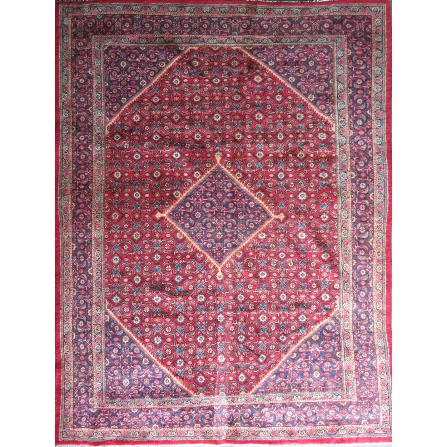 One Of The Kind Hand-Knotted Persian Wool Rug _ Luxurious Vintage Design, 13'1" x 10'0", Artisan Crafted